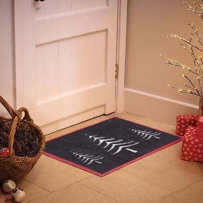 Scandi Trees Doormat - Red